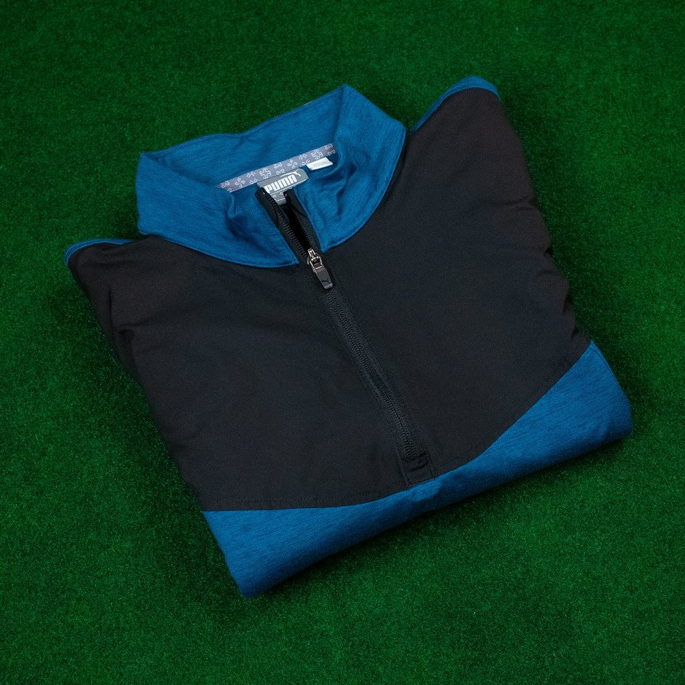 PUMA Heather Blue and Black ¼ Zip